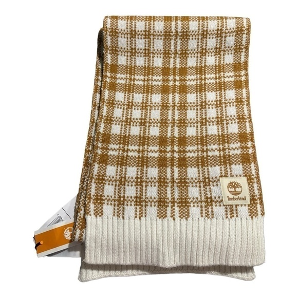 Timberland Accessories - Timberland Yellow Mustard Creme Plaid Scarf Unisex One Size Knit 100% Acrylic